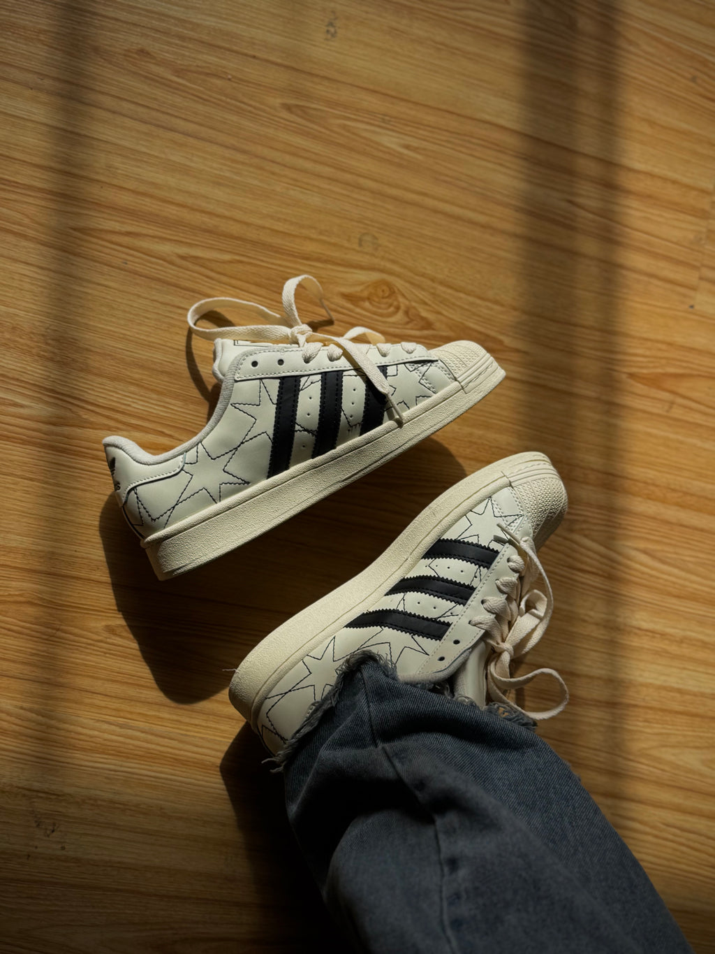 Adidas Super Star Beige Balck Star